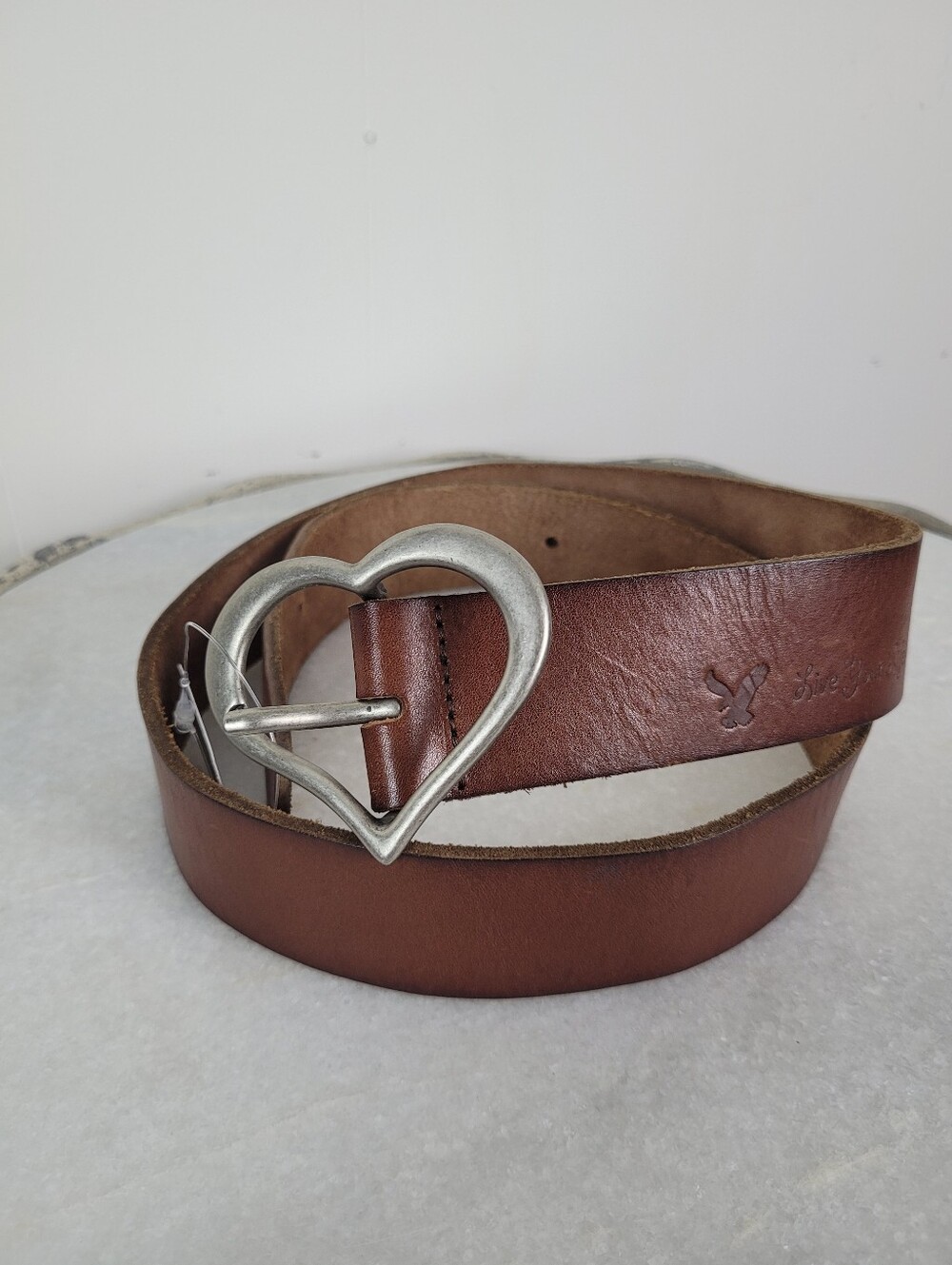 American Eagle Outfitters Small Genuine Leather Heart Buckle Belt Brown